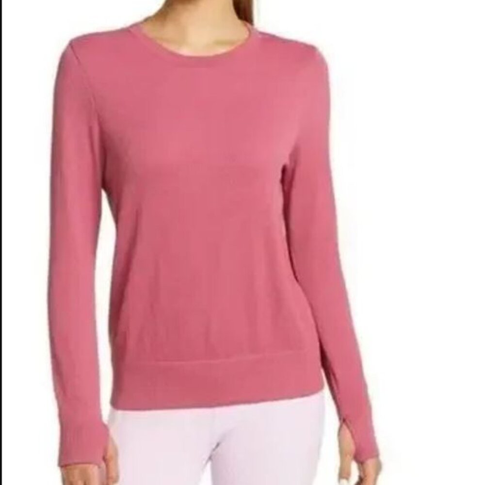 Zella Women's Seamless Rib Sweatshirt in Burgundy Blush Size M
